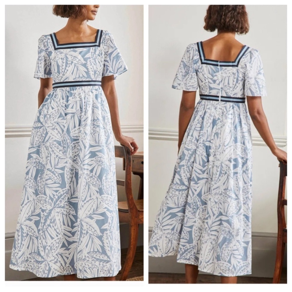 Boden Blue and White Floral Maxi Dress